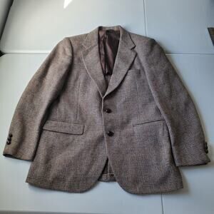 Vintage Stafford Blazer Mens 42 Brown Harris Tweed Wool Check Sport Coat USA